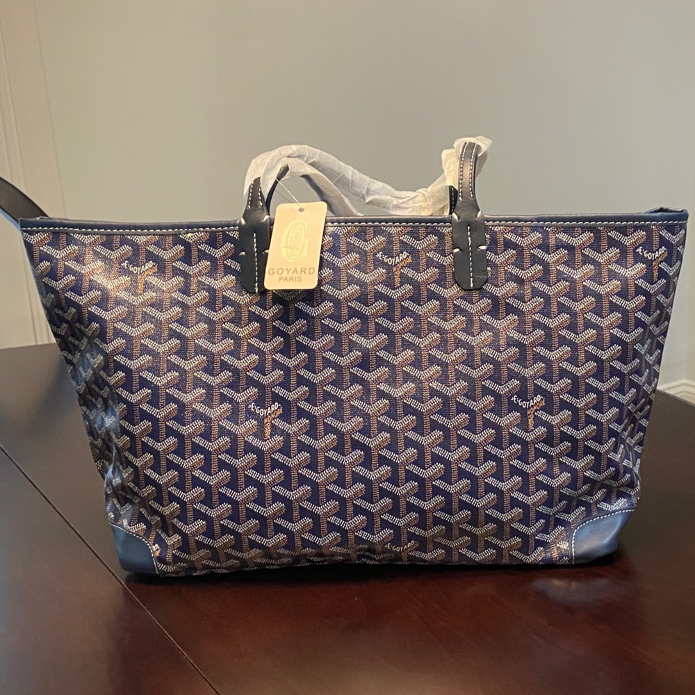 Goyard Blue and White Tote Bag